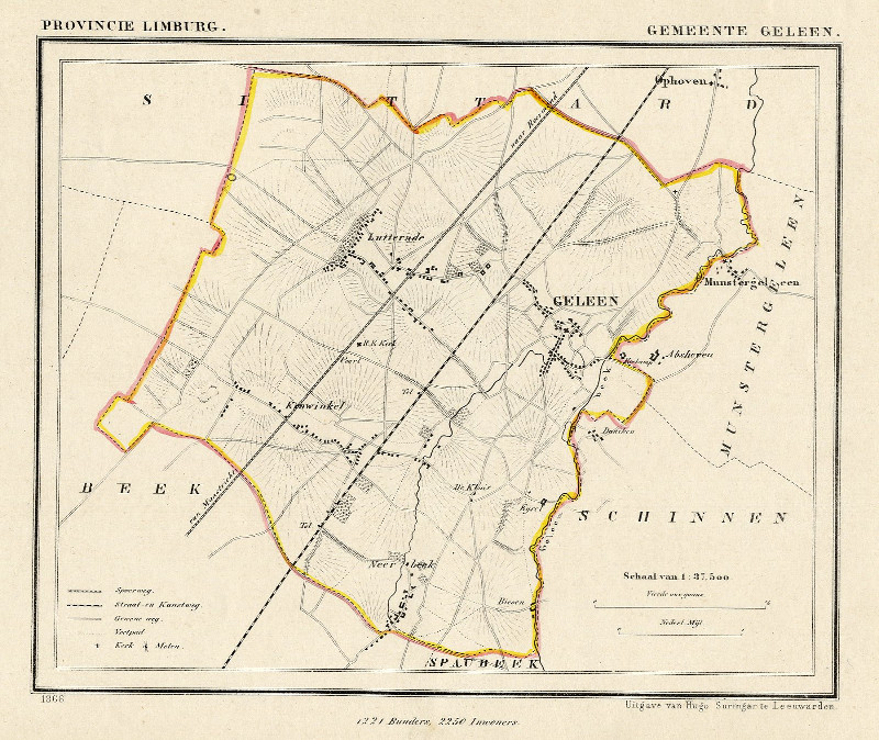 Gemeente Geleen, an antique map communityplan of Limburg by Kuyper ...