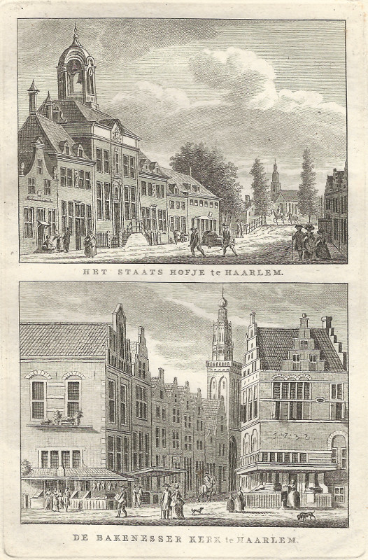 view Het Staats hofje te Haarlem; De Bakenesser Kerk te Haarlem by C.F. Bendorp, J. Bulthuis