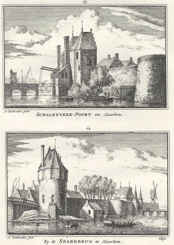 view Schalkwyker-poort tot Haarlem; By de Sparebrug te Haarlem, 1640. by A. Rademaker