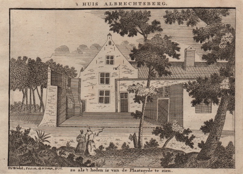 ´t Huis Albrechtsberg, zo als ´t heden is van de Plaatszyde te zien. by Pieter van Winkel
