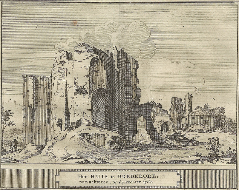 Het Huis te Brederode; van achteren, op de rechter syde. by J. Schijnvoet, naar R. Roghman