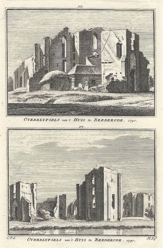 view Overblyfsels van t Huis te Brederode; Overblyfsels van ´t Huis te Brederode 1740 by H. Spilman, C. Pronk