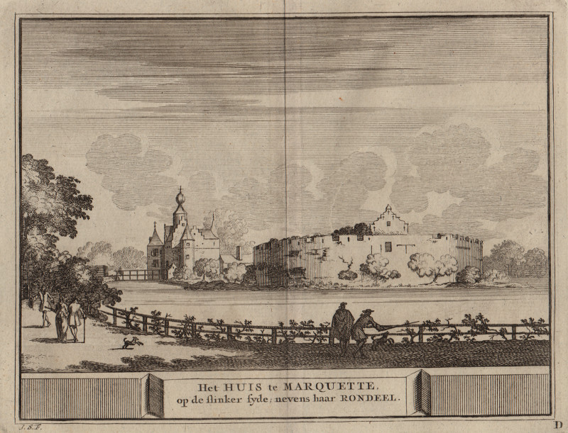 Het Huis te Marquette, op de slinker syde; nevens haar rondeel by J. Schijnvoet, naar R. Roghman