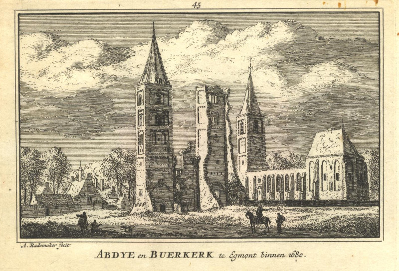Abdye en Buerkerk te Egmont binnen 1680 by A. Rademaker