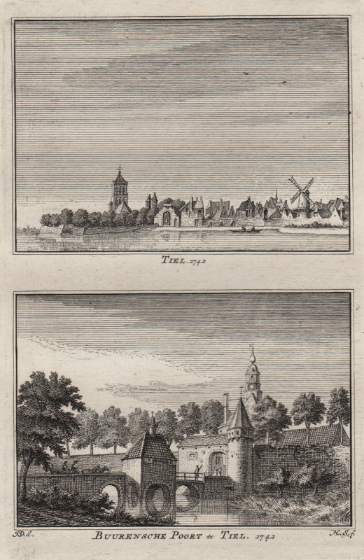 view Tiel, 1742; Buurensche Poort te Tiel; 1742 by H. Spilman, J. de Beijer