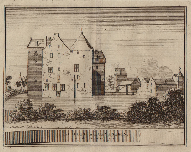 Het Huis te Loevestein, op de rechter syde by J. Schijnvoet, naar R. Roghman