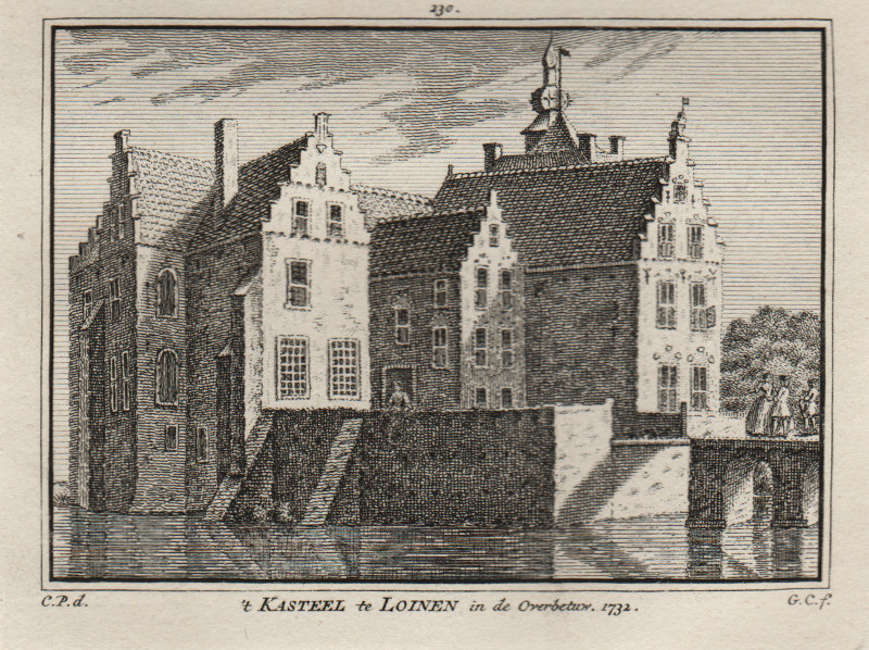 Kasteel te Loinen in de Overbetuw 1732 by H. Spilman, C. Pronk