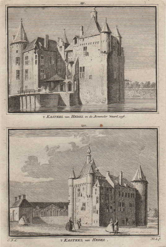 view ´t Kasteel van Hedel in de Bommeler Waard 1738; ´t Kasteel van Hedel by H. Spilman, C. Pronk