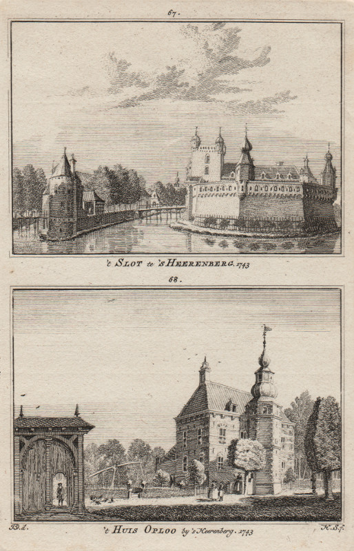 view ´t Slot te ´s Heerenberg; ´t Huis Oploo by ´s Heerenberg 1743 by H. Spilman, J. de Beijer