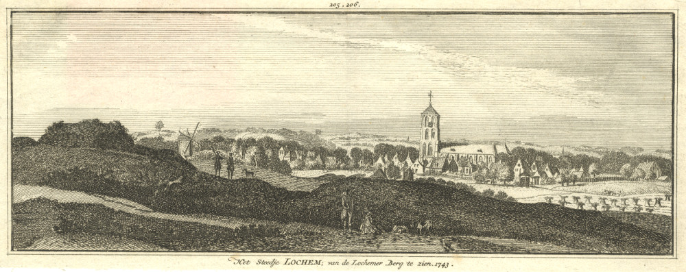 Het Steedje Lochem; van de Lochemer Berg te zien. 1743 by H. Spilman, J. de Beijer