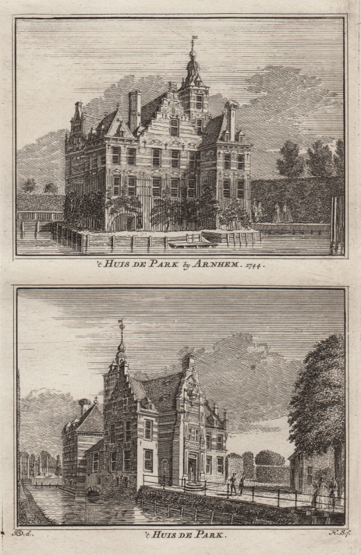 view ´t Huis De Park by Arnhem 1744; ´t Huis De Park by H. Spilman, J. de Beijer