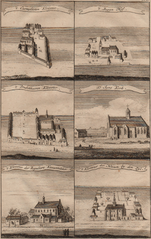 view ´t Carmelieten Klooster; ´t Begyn Hof; ´t Predikheeren Klooster; St. Jans Kerk... by H. Spilman