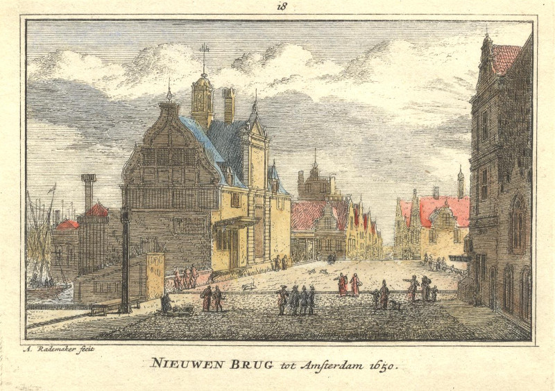 Nieuwen Brug tot Amsterdam 1650 by A. Rademaker
