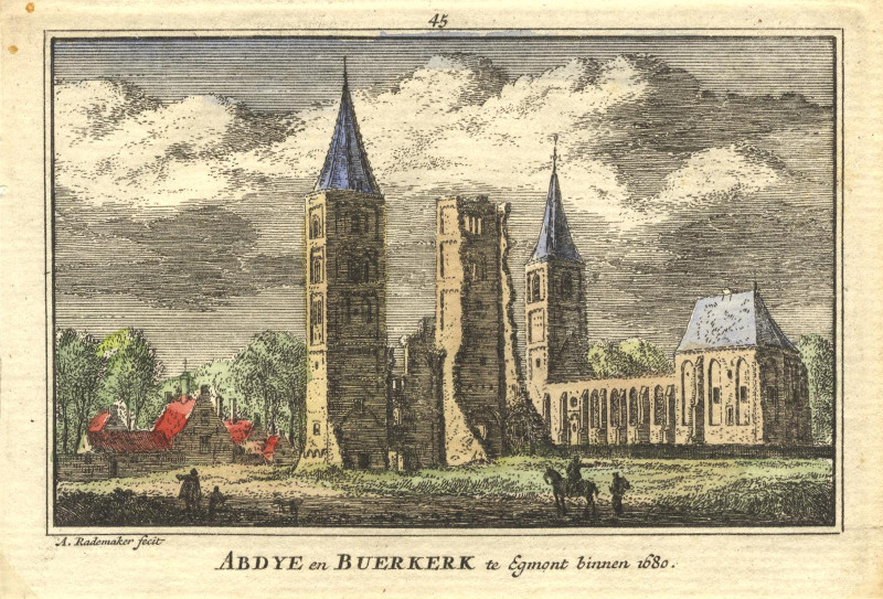Abdye en Buerkerk te Egmont binnen 1680 by A. Rademaker