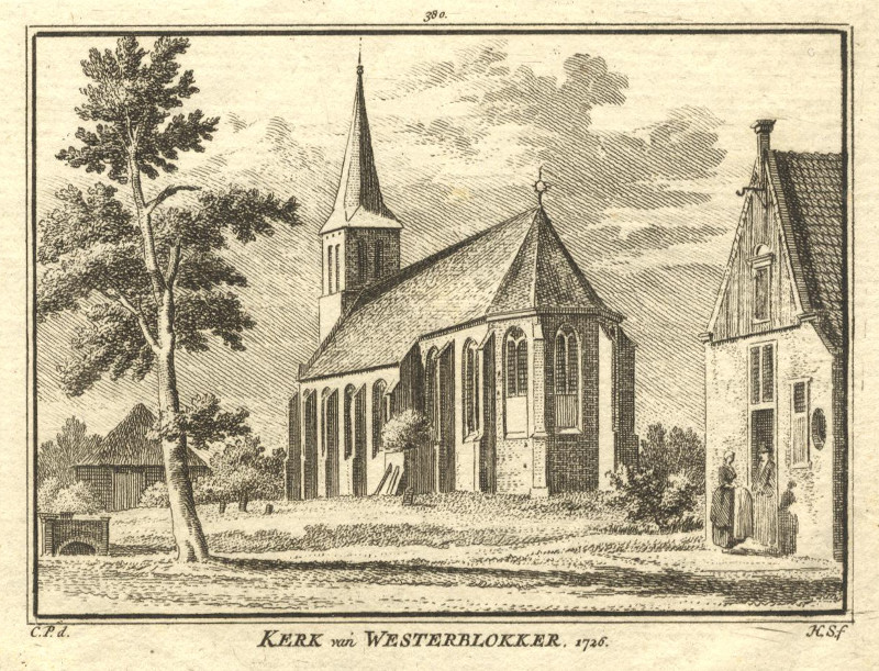 Kerk van Westerblokker, 1726 by H. Spilman, C. Pronk