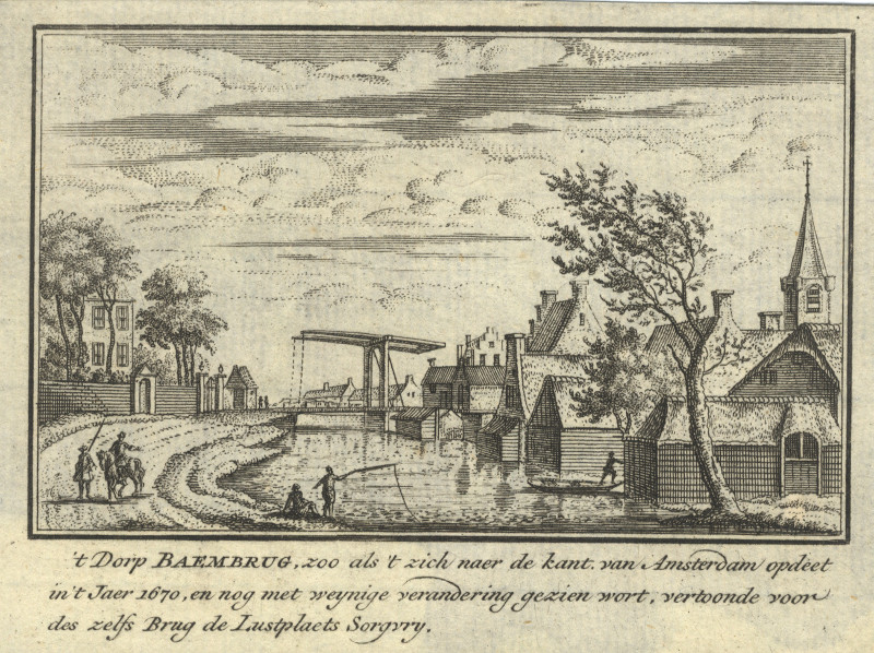 ´t Dorp Baembrug, zoo als ´t zich naer de kant van Amsterdam opdeet in ´t jaer 1670 by A. Rademaker