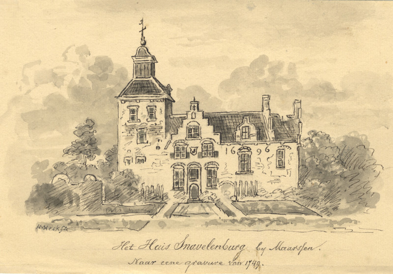 Het Huis Snavelburg by Maarssen, naar een gravure van 1749 by H. van Heek