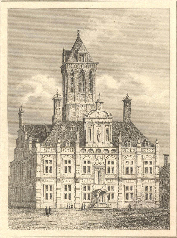 view Hotel de ville de Delft by A.F. Lemaitre