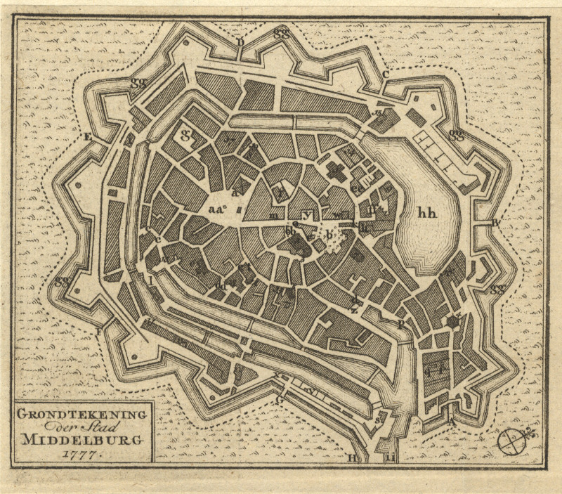 Grondtekening der stad Middelburg 1777 by nn