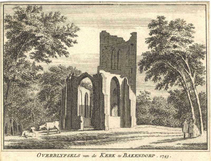 Overblyfsels van de Kerk te Bakendorp; 1743 by H. Spilman, C. Pronk