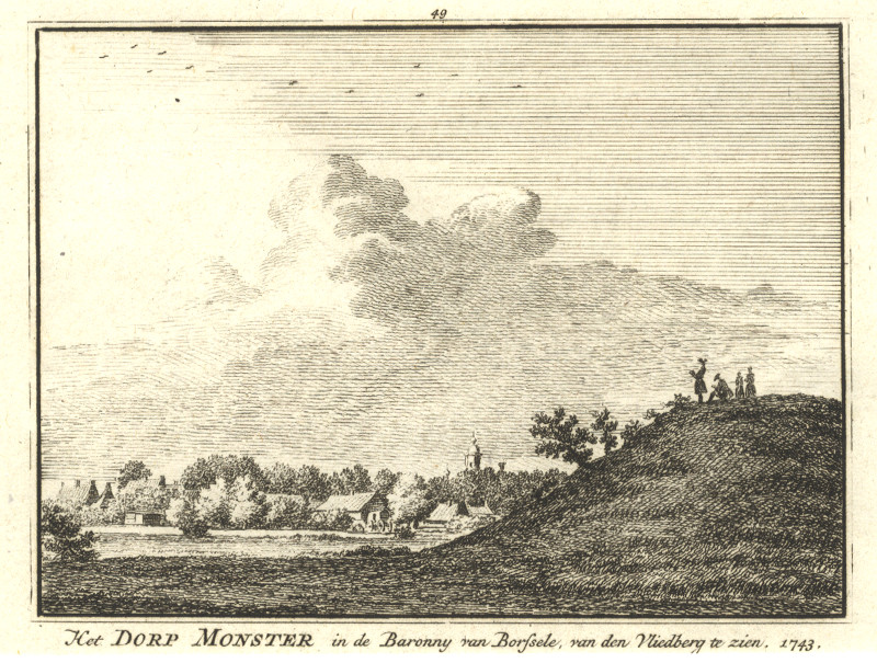 Het Dorp Monster in de Baronny van Borssele, van den Vliedberg te zien. 1743 by H. Spilman, C. Pronk