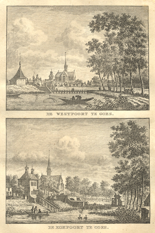 view De Westpoort te Goes; De Koepoort te Goes by C.F. Bendorp, J. Bulthuis