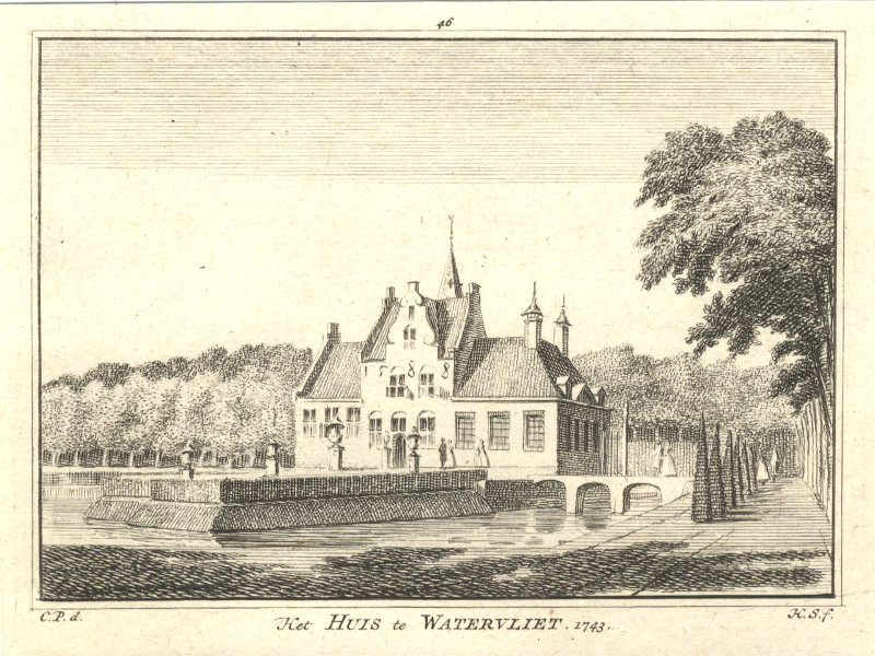 Het Huis te Watersvliet 1743 by H. Spilman, C. Pronk
