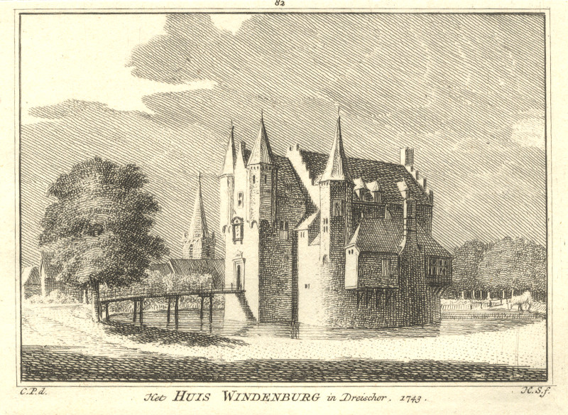 Het Huis Windenburg in Dreischor. 1743 by H. Spilman, C. Pronk