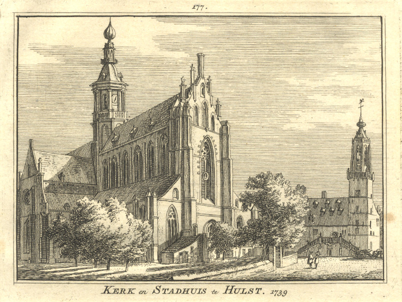 Kerk en Stadhuis te Hulst. 1739 by H. Spilman, A. de Haen