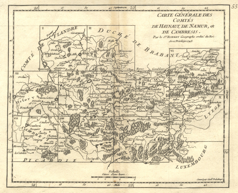 Carte Generale des Comtes de Haynaut, de Namur et de Cambresis by M. Robert