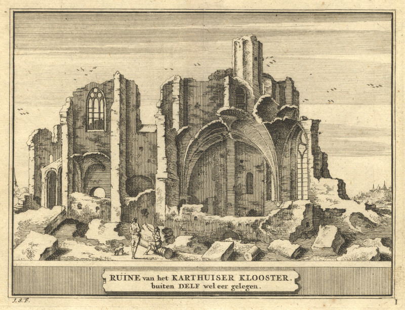 Ruine van het Karthuiser Klooster; buiten Delf wel eer gelegen by J. Schijnvoet