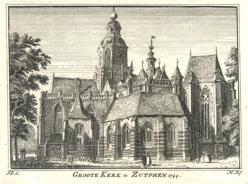 Groote Kerk te Zutphen 1744 by H. Spilman, J. de Beijer