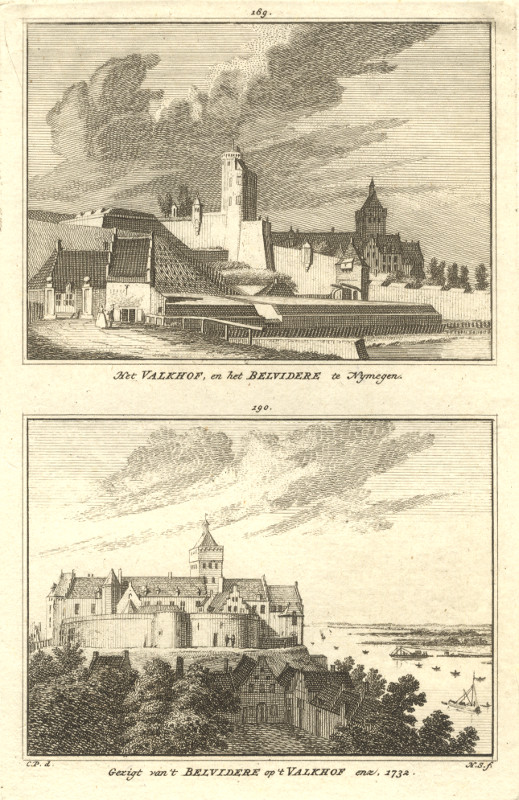 view Het Valkhof, en het Belvidere te Nymegen; Gezigt van ´t Belvidere op ´t Valkhof enz. 173 by H. Spilman, C. Pronk