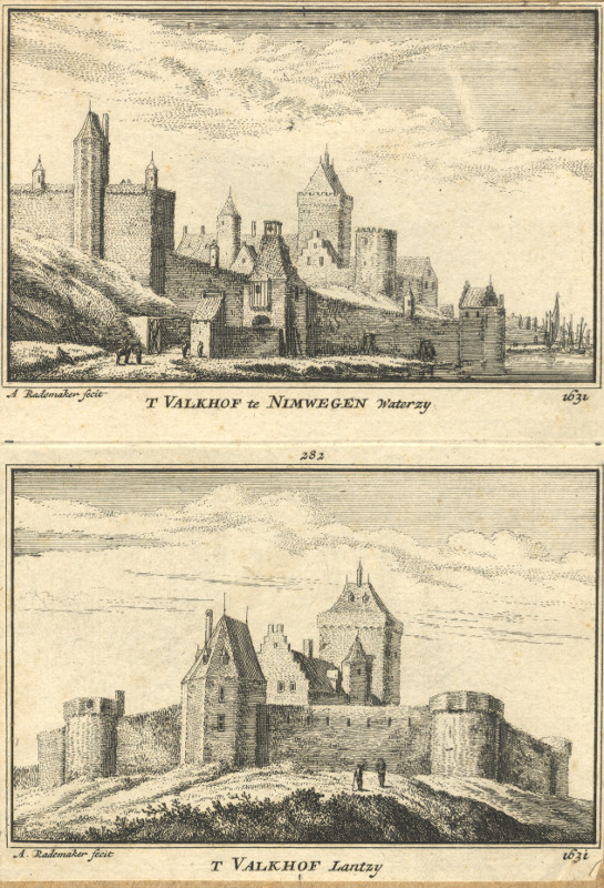 view T Valkhof te Nimwegen Waterzy; T Valkhof Lantzy; 1631 by A. Rademaker