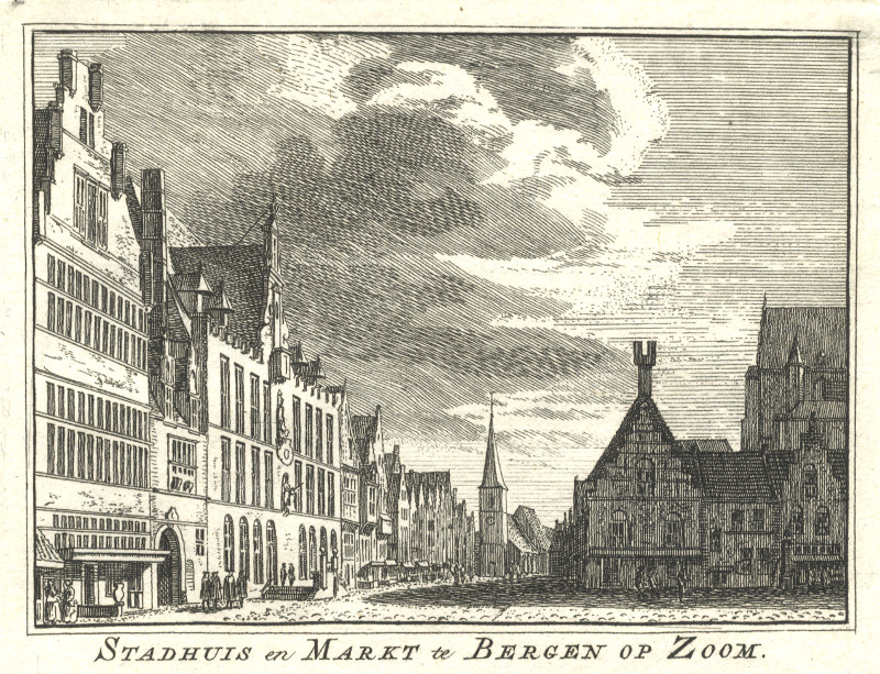 Stadhuis en Markt te Bergen op Zoom. by H. Spilman