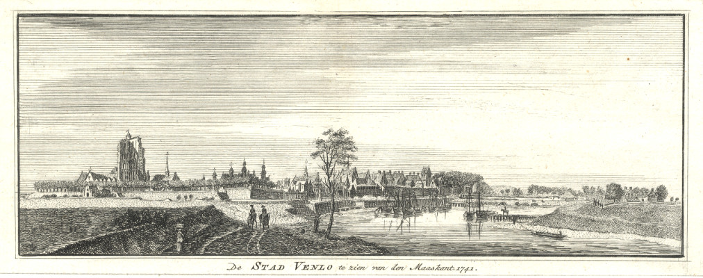 De Stad Venlo te zien van den Maaskant. 1741 by H. Spilman
