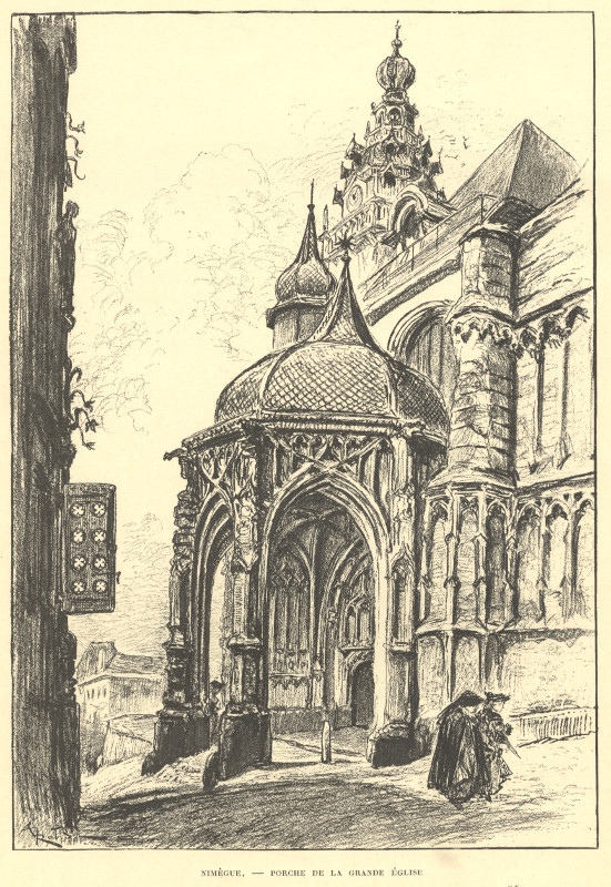 view Nimegue, Porche de la Grande Eglise by A. Robida