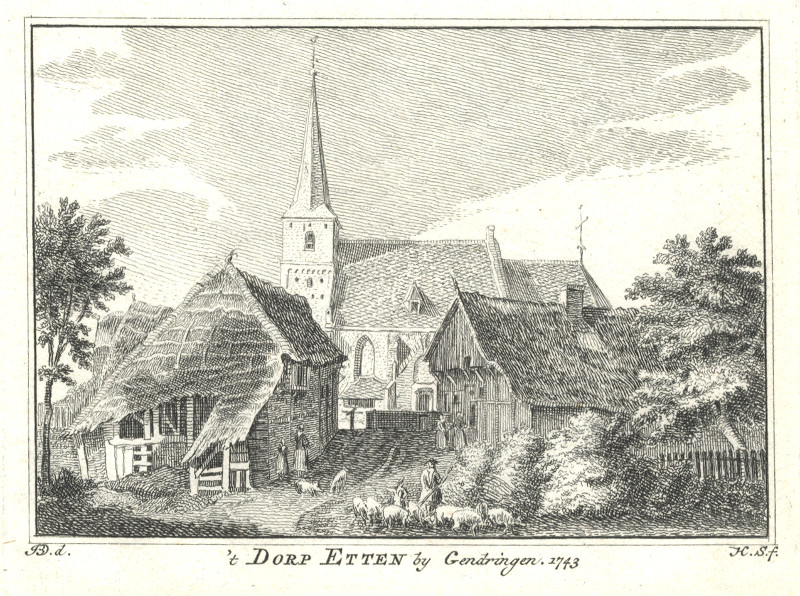 ´t Dorp Etten by Gendringen, 1743 by H. Spilman, J. de Beijer