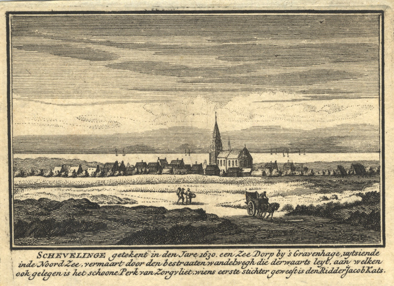 Schevelinge, getekent in den Jare 1630, een Zee Dorp by ´s Gravenhage by J.M. Bregmagher, naar A. Rademaker