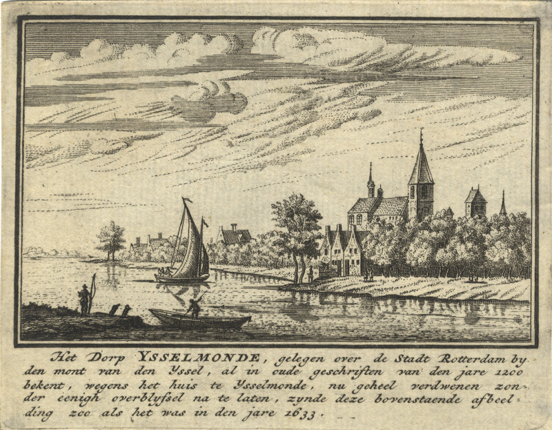 Het Dorp Ysselmonde, gelegen over de Stadt Rotterdam by den mont van den Yssel by J.M. Bregmagher, naar A. Rademaker