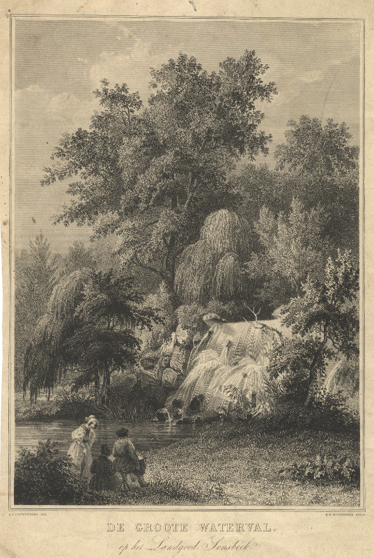 view De Groote Waterval op het Landgoed Sonsbeek by A.J. en H.W. Couwenberg
