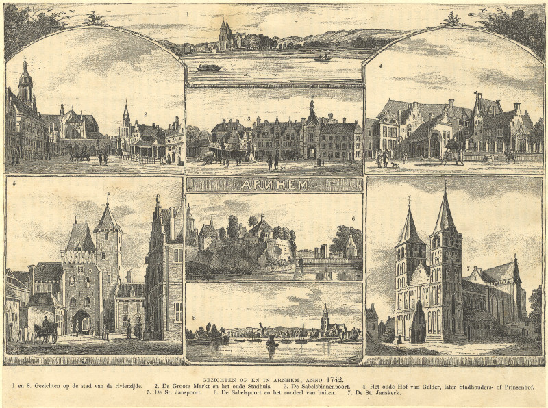 Gezichten op en in Arnhem, anno 1742 by naar Jan de Beijer