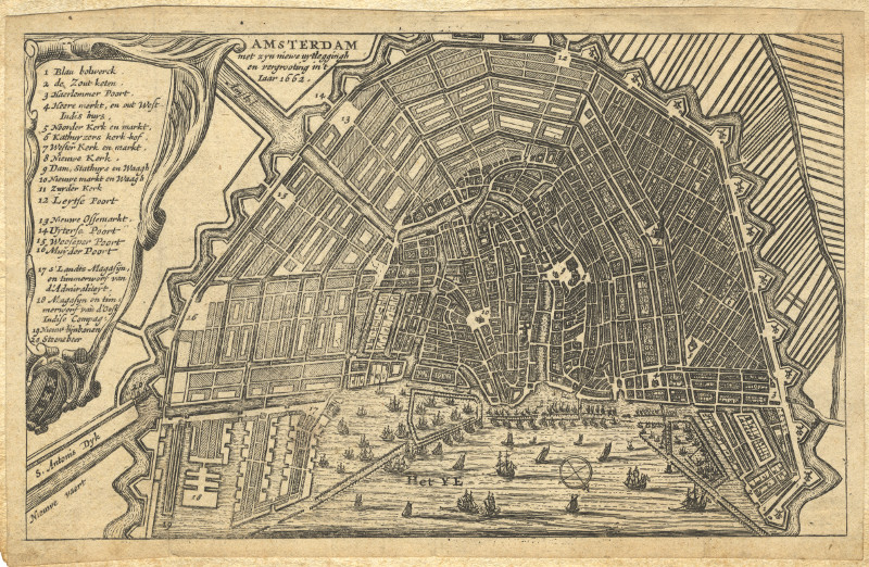 Amsterdam, met zyn niewe uytleggingh en vergrooting in ´t Iaar 1662 by nn, Marcus Willemsz. Doornick
