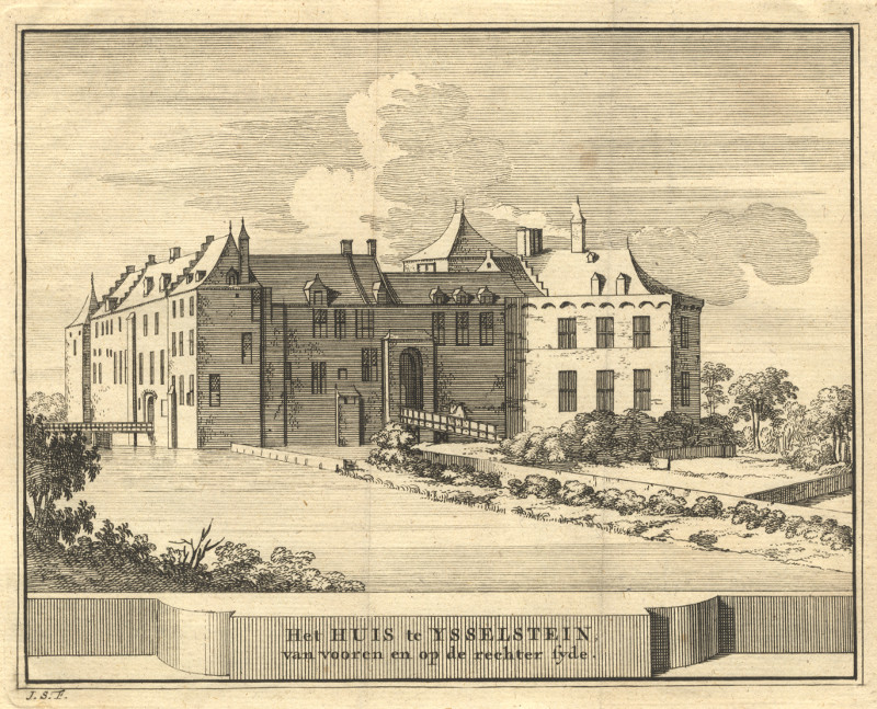Het Huis te Ysselstein, van vooren en op de rechter syde by J. Schijnvoet, naar R. Roghman