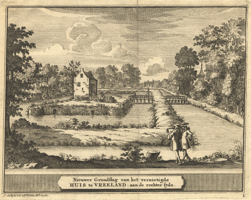 Nieuwer Grondslag van het vernietigde Huis te Vreeland; aan de rechter syde by J. Schijnvoet, naar R. Roghman