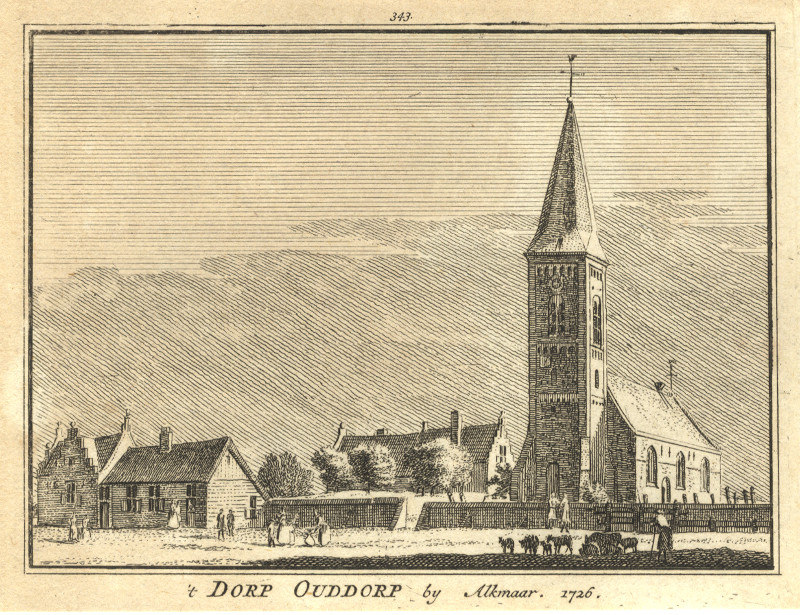 ´t Dorp Ouddorp by Alkmaar. 1726 by H. Spilman, C. Pronk