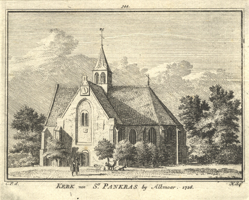 Kerk van St. Pankras by Alkmaar 1726 by H. Spilman, C. Pronk