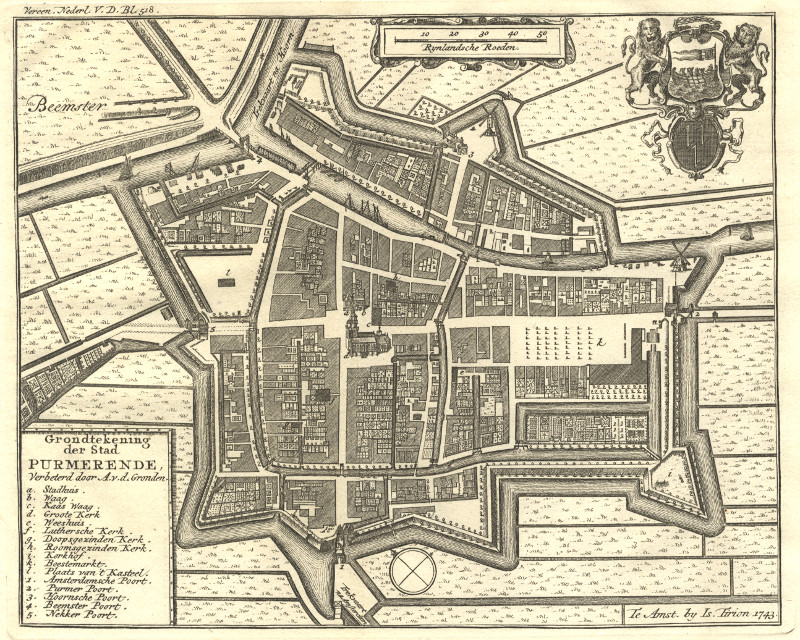 Grondtekening der Stad Purmerende, Verbeterd door A. v.d. Gronden by A.v.d. Gronden