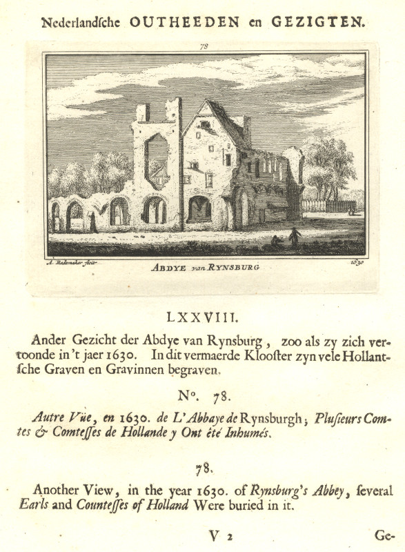 view Abdye van Rynsburg 1630 by A. Rademaker