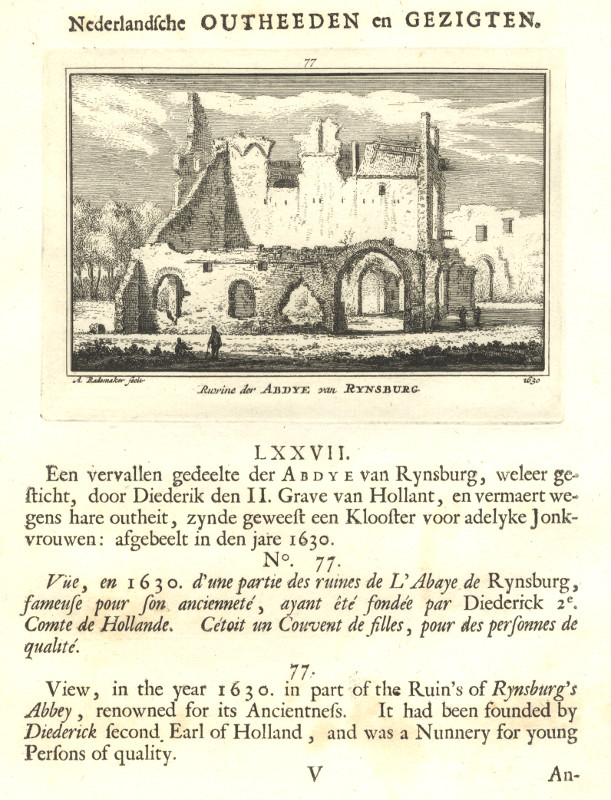 Ruwine der Abdye van Rynsburg 1630 by A. Rademaker